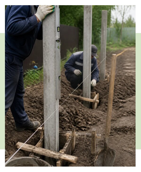 Профессиональный монтаж бетонных столбов для забора в Георгиевске